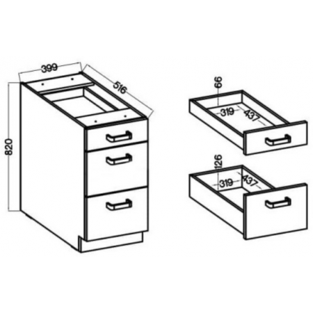 Szafka kuchenna z szufladami 40 cm CREMA dąb cremona / biały mat 40 D 3S BB